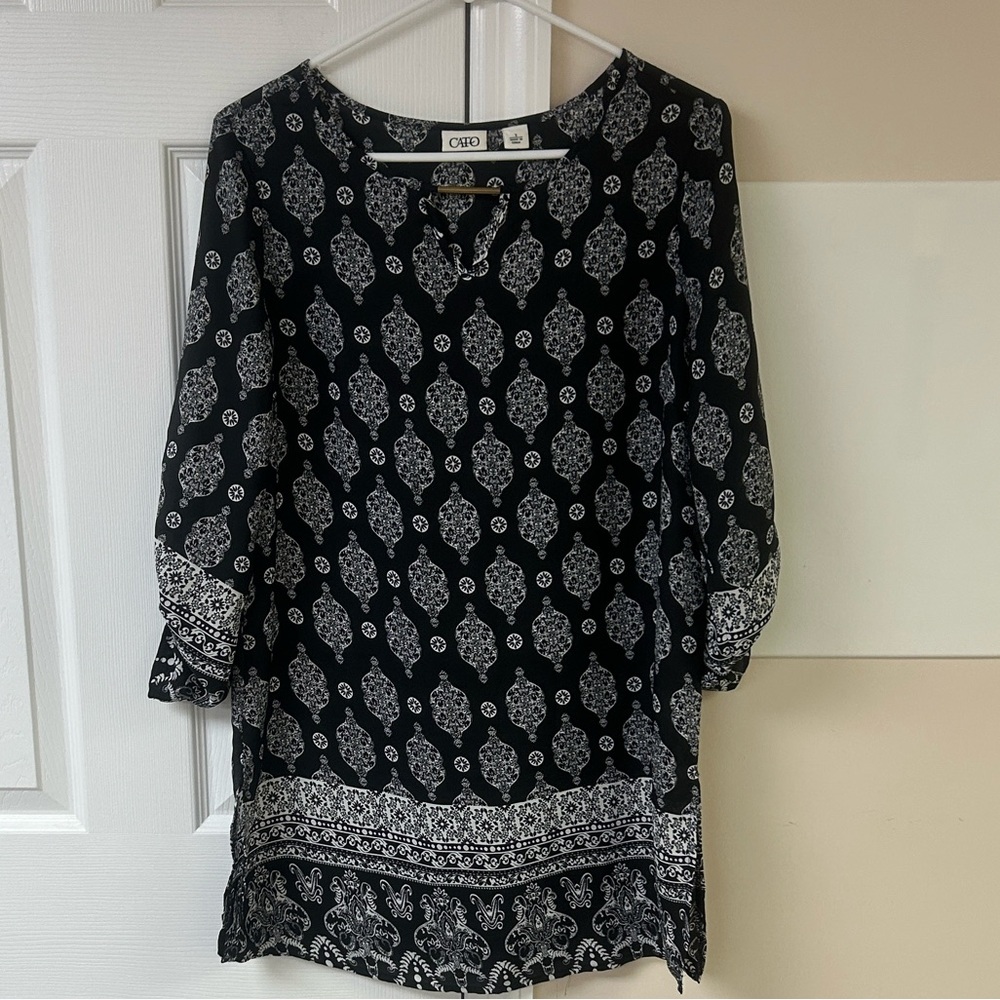 Cato Black and White Tunic Top